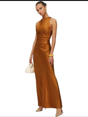 Reformation Anaiis Silk Maxi Long Dress in Copper